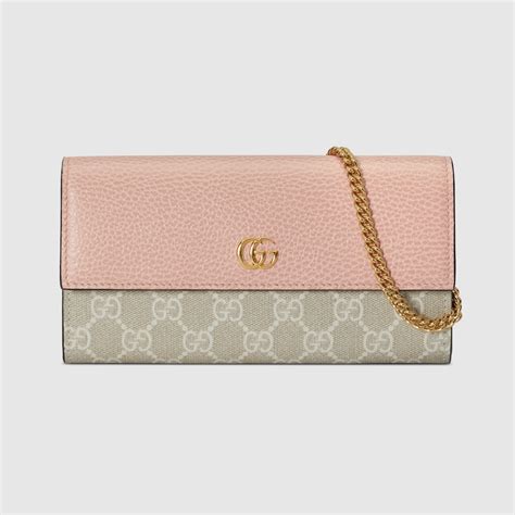 portefeuille gucci rose|Portefeuille GG Marmont avec chaîne en Supreme ébène, cuir .